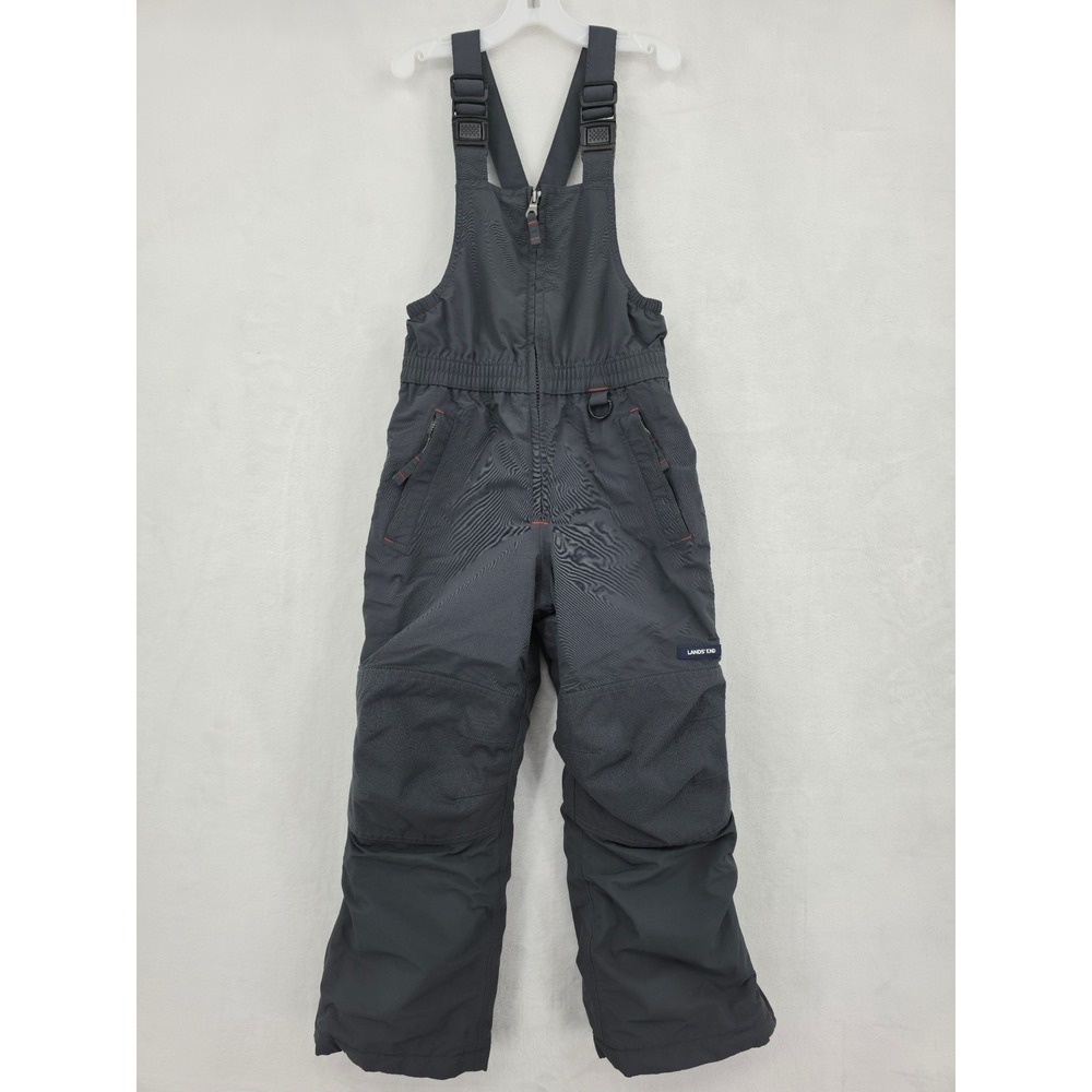 Lands End Kids Knee Grow-A-Long Snow Bibs Black Size 6 Winter Overalls Gorpcore